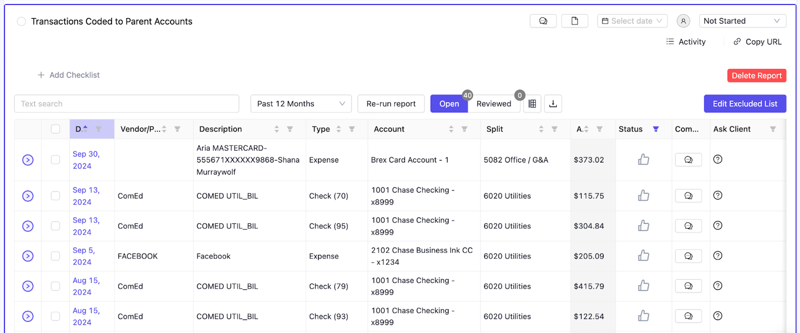 transaction history
