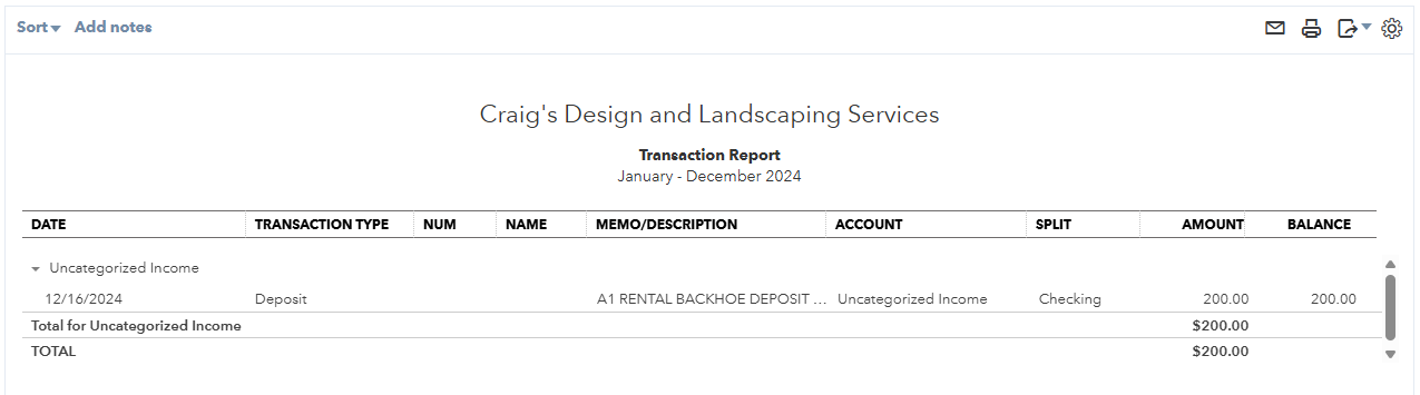 transaction report